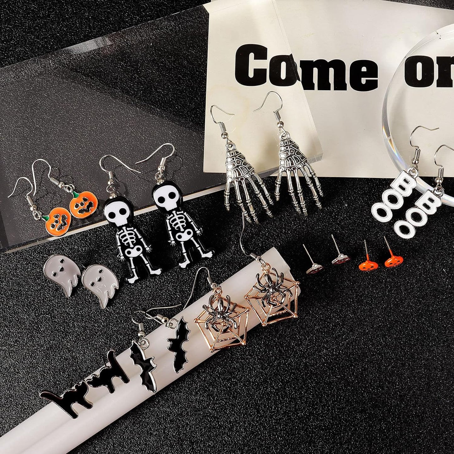 Halloween Earrings for Women Holiday Theme Earrings Pumpkin Spider Drop Dangle Earring Halloween Party Dress Costume Accessories Holiday Jewelry Gifts