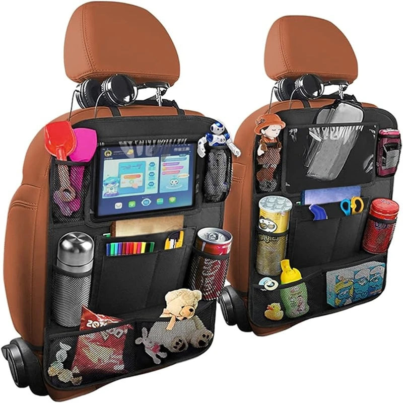 Multifunctional Car Seat Organizer Oxford Fabric Felt Car Back Multi Pocket Storage Bag with Tablet Holder Protector for Kids