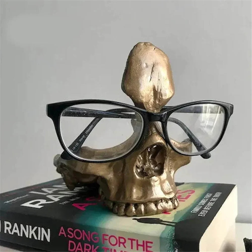 Skull Glasses Stand Holder, Sunglasses Stand, Desk Tidy, Gothic Decor, Skeleton Eyeglasses Holder, Eyewear Stand