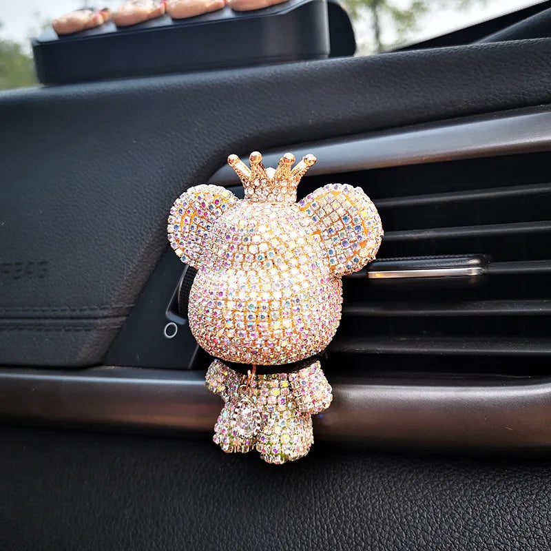 Creative Crown Diamond Cute Bear Car Air Outlet Aromatherapy Lasting Light Fragrance Car Interior Conditioning Air