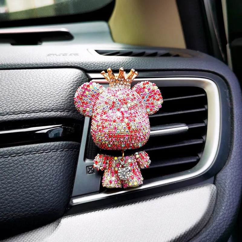 Creative Crown Diamond Cute Bear Car Air Outlet Aromatherapy Lasting Light Fragrance Car Interior Conditioning Air