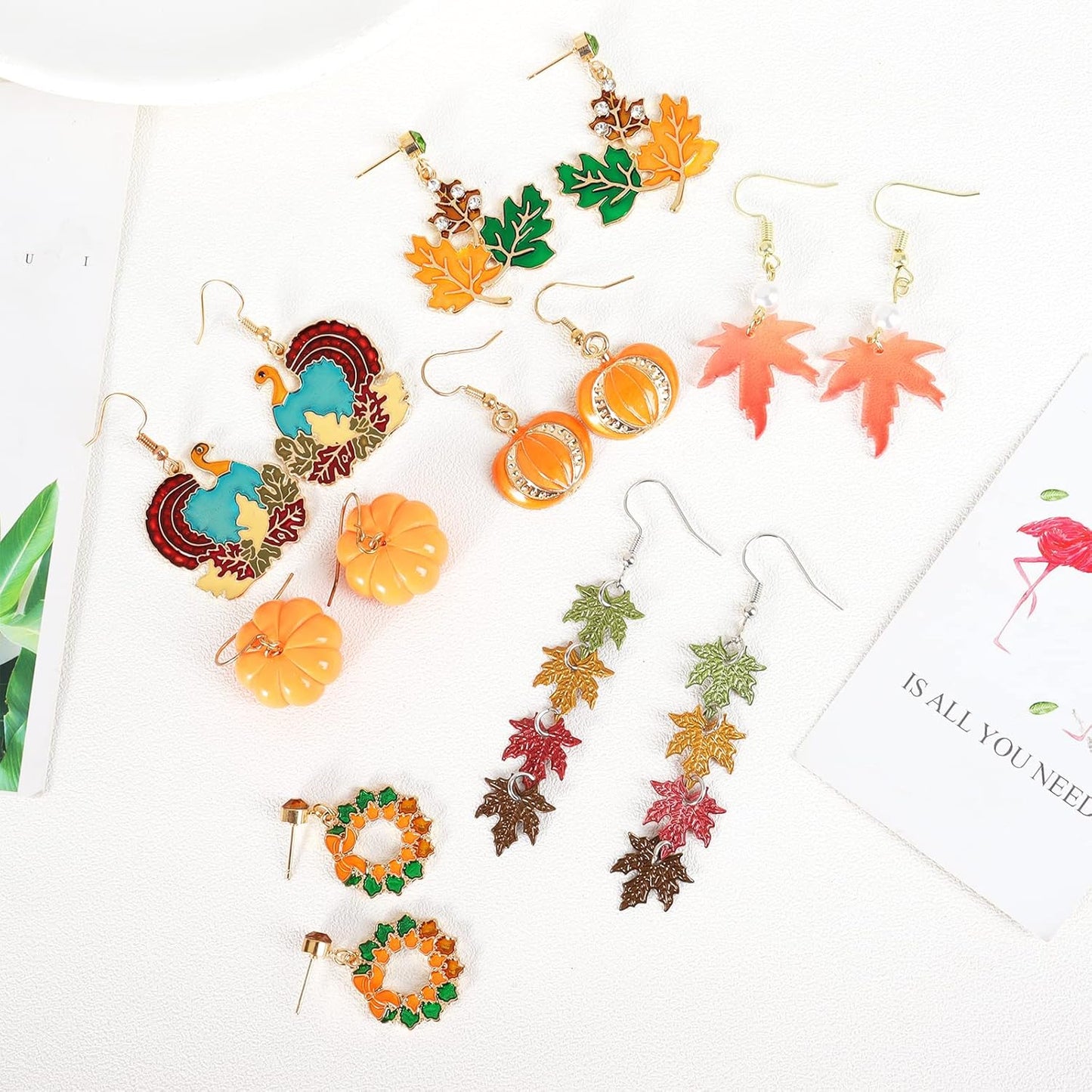 5-26Pairs Halloween Thanksgiving Fall Christmas Theme Earrings Set Holiday Earrings Halloween Stud Earrings Set Spider Pumpkin Ghost Bat Web Skull Drop Earring Holiday Jewelry Gifts