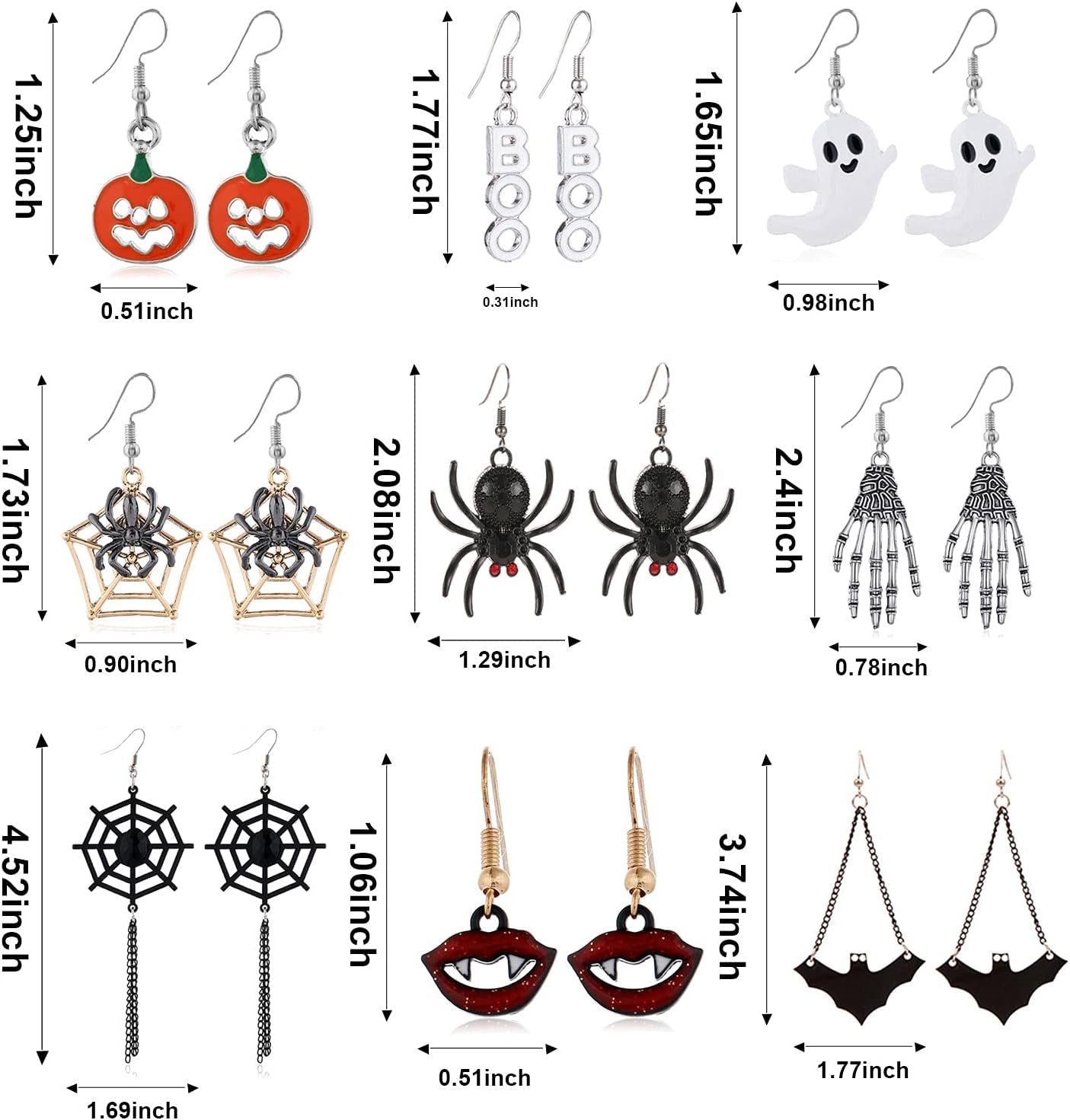 Halloween Earrings for Women Holiday Theme Earrings Pumpkin Spider Drop Dangle Earring Halloween Party Dress Costume Accessories Holiday Jewelry Gifts