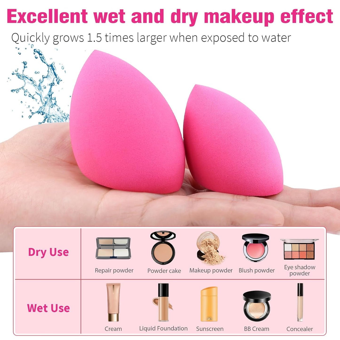 3Pcs Soft Makeup Sponges Set for Liquid Foundation, Cream, and Powder, Latex Free Blender Beauty Sponge, Durable Foundation Puff, Dry & Wet Use Make up Sponges for Face, Beauty Gift Set